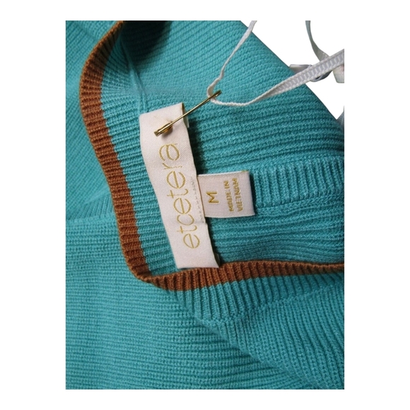 Etcetera Women's Silky Blue Cardigan Sweater Seafarer Teal  Sweater SZ Medium - Picture 9 of 12
